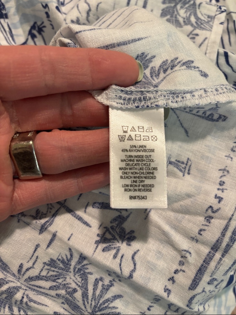 Calypso St. Barth Saint Tropez Tropical Coastal Toile Linen Blend Shirt Dress - Picture 14 of 14